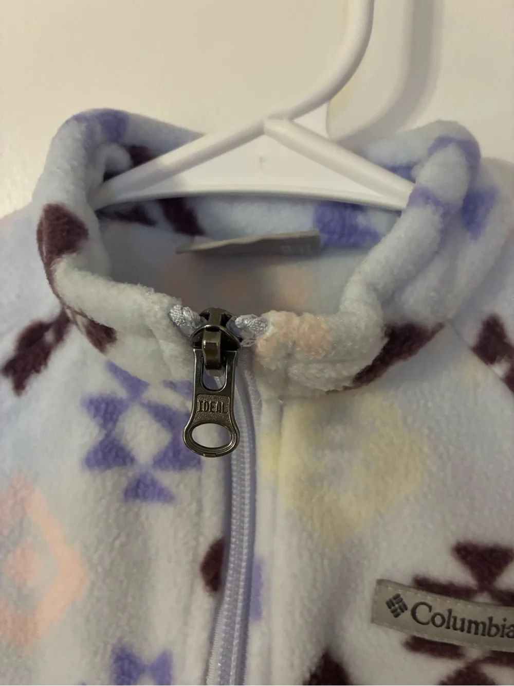 Columbia Kids Fleece Jacket - White with Purple & Brown Pattern